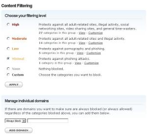 Content Filtering on OpenDNS